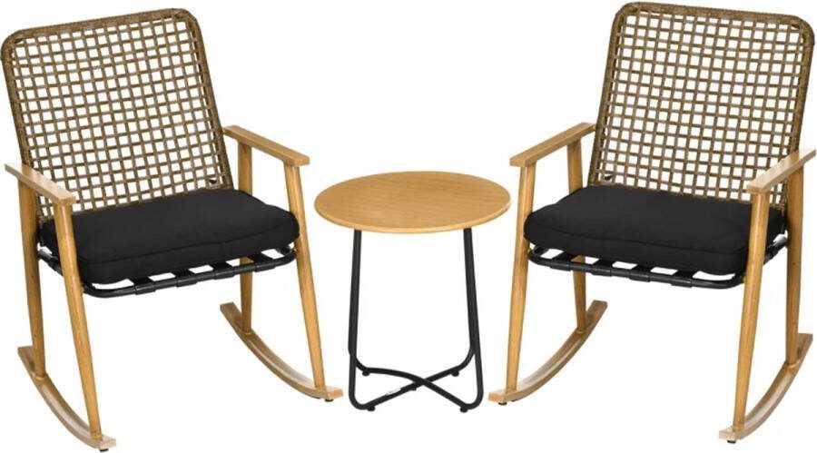 LBB Balkonset 2 personen Tuinset Bistroset 3 delig Met kussens Tuintafel en 2 stoelen 2 personen Gecoat staal Onderhoudsvrij staal