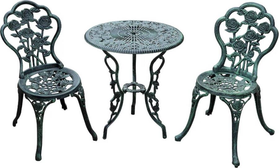 LBB Balkonset 2 personen Tuinset Bistroset Zwart 3 delig Tuintafel en 2 stoelen 2 personen Gecoat staal Onderhoudsvrij staal