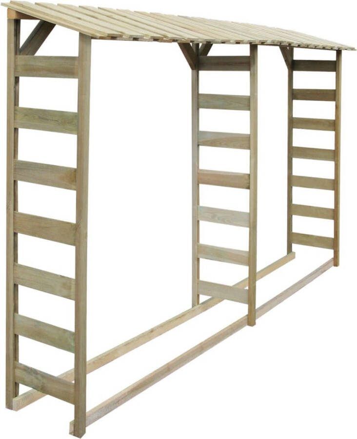 LBB Brandhoutrek Houtopslag 300x44x176cm ( BxHxD) Bruin- Hout- Haardhout opslag – Haardhoutrek Buiten
