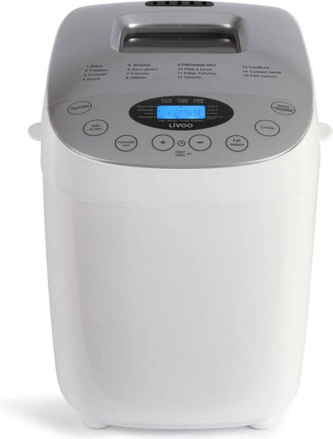 LBB Broodbakmachine Brood 1000gram 12 programma's Glutenvrij programma Timer 850 watt Wit