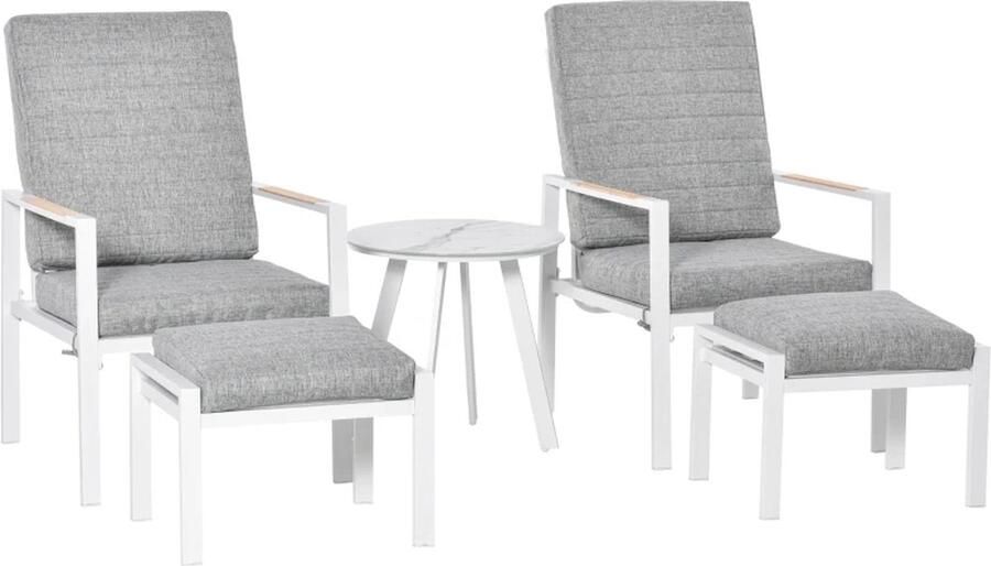 LBB Balkonset 2 personen Tuinset Bistroset Wit 3 delig Tuintafel en 2 stoelen 2 personen Gecoat staal Onderhoudsvrij staal