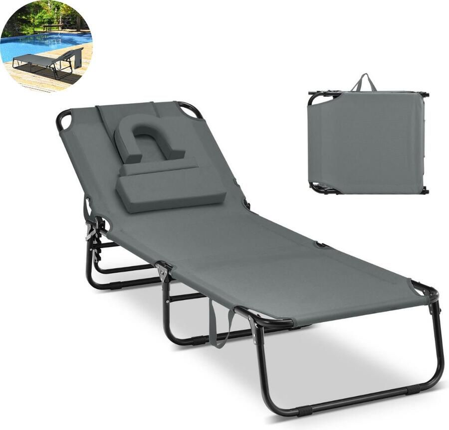 LBB Ligbed Kampeerbed Vouwbed Veldbed Stretcher- Campingbedje Opvouwbaar 1 Persoons Grijs