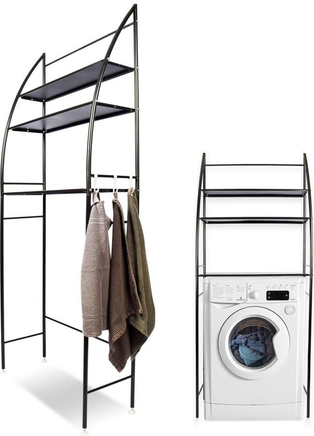 LBB Wasmachine en Droger ombouw 3 planken Opbergrek voor boven Wasmachine Zwart Kast Meubel Wasdroger Ook geschikt voor Wc Kastje