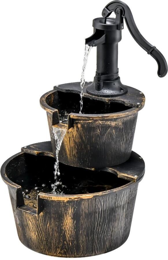 LBB Waterornament Buiten Tuin Water Fontein Met Lichten Waterval Ontwerp Kamerfontein Tuindecoratie Met Pomp 45 5 x 41 x 68 cm