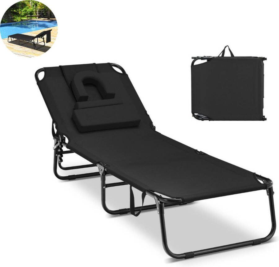 LBB Ligbed Kampeerbed Vouwbed Veldbed Stretcher- Campingbedje Opvouwbaar 1 Persoons Zwart