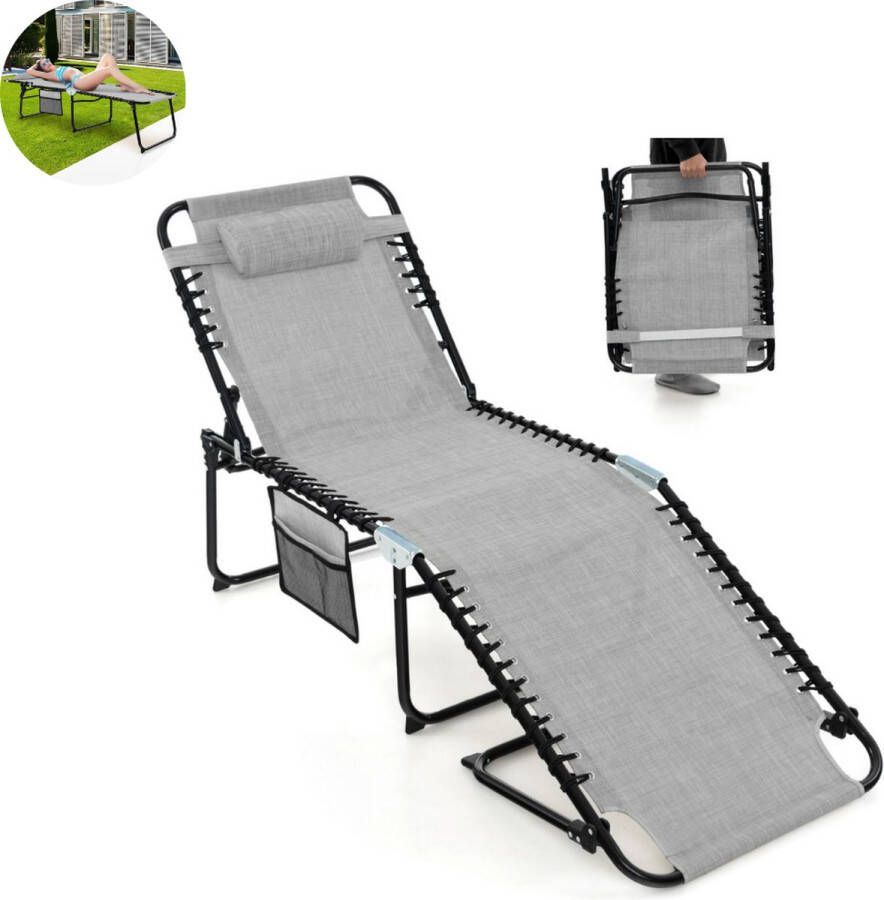 LBB Ligbed Kampeerbed Vouwbed Veldbed Stretcher- Opvouwbaar 1 Persoons Grijs