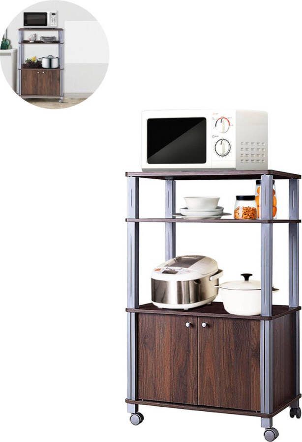 LBB Magnetronkast Keukenkast Keukenrek Staand Ovenkast Rek 60 x 40 x 98 cm Organizers Dubbele Draagplank Aanrecht Organiser