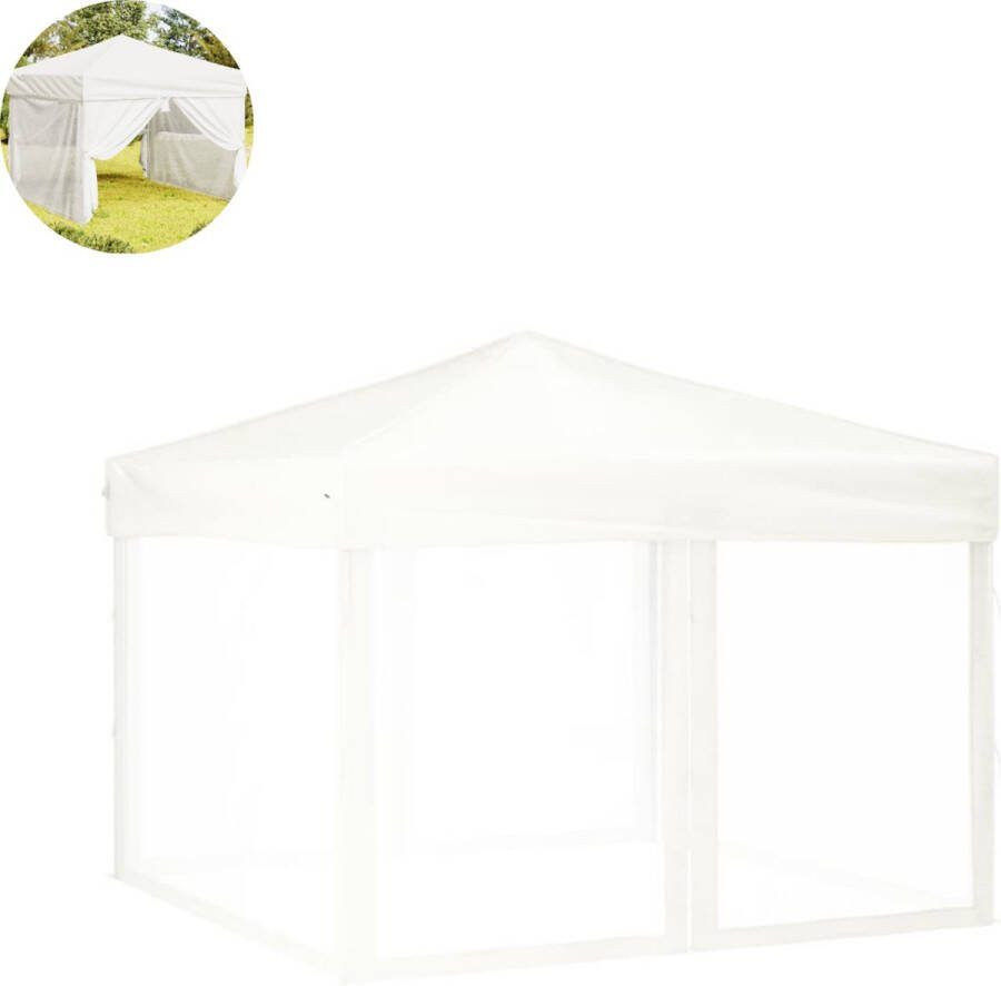LBB Partytent opvouwbaar Paviljoen 3x3 Easy up Waterdicht met Zijwanden Weerbestendig Wit