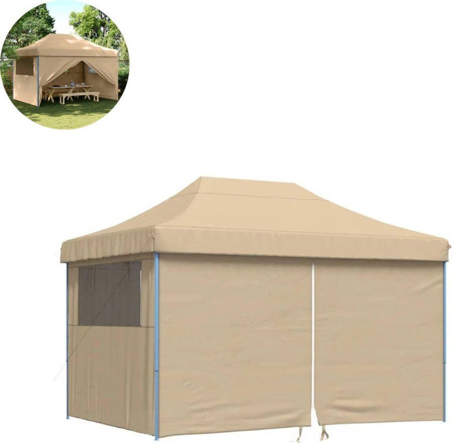 LBB Partytent opvouwbaar Paviljoen 3x4 Easy up Waterdicht met Zijwanden Weerbestendig Beige