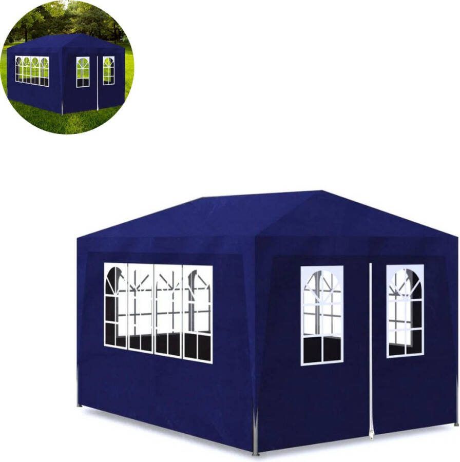 LBB Partytent opvouwbaar Paviljoen 3x4 Easy up Waterdicht met Zijwanden Weerbestendig Blauw