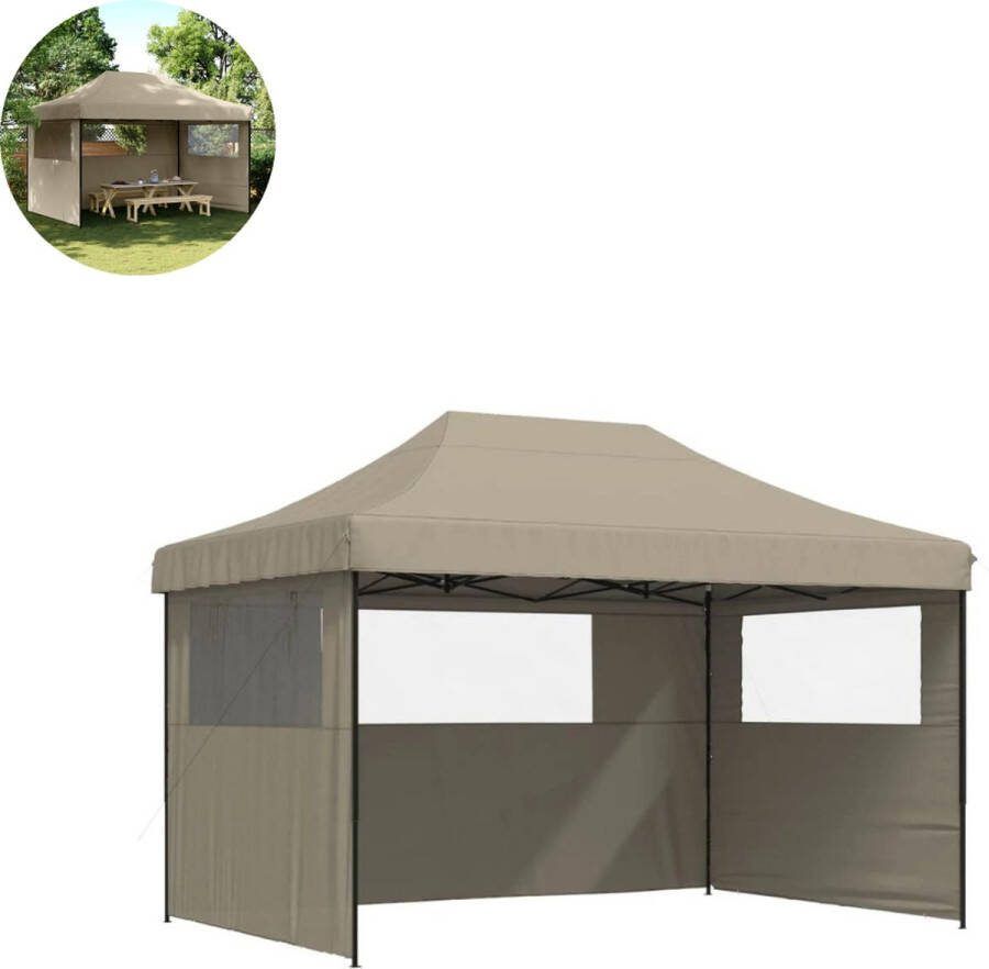 LBB Partytent opvouwbaar Paviljoen 3x4 Easy up Waterdicht met Zijwanden Weerbestendig Taupe