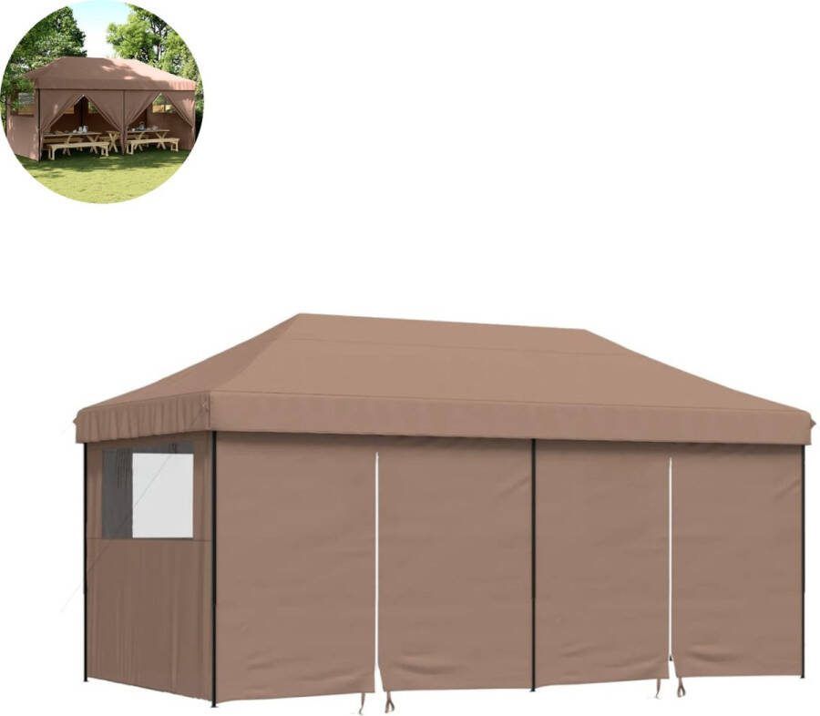 LBB Partytent opvouwbaar Paviljoen 3x6 Easy up Waterdicht met Zijwanden Weerbestendig Bruin