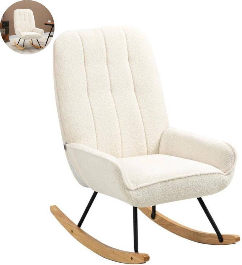LBB Schommelstoel Stoelen Meubels Fauteuil Met armleuning Roomwit Volwassenen
