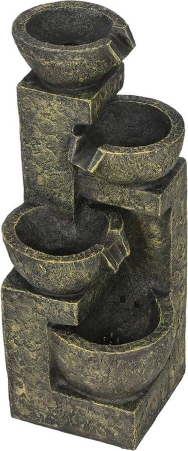 LBB Waterornament Buiten Tuin Water Fontein Met Lichten Waterval Ontwerp Kamerfontein Tuindecoratie Met Pomp 25 x 24 x 60 cm