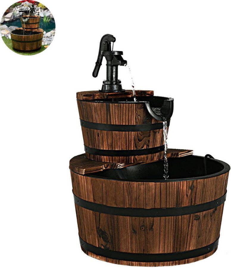 LBB Waterornament Buiten Tuin Water Fontein Met Lichten Waterval Ontwerp Kamerfontein Tuindecoratie Met Pomp 44 5 x 44 5 x 61 cm