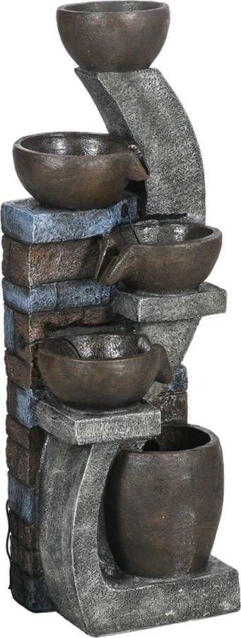 LBB Waterornament Voor buiten Tuin Water Fontein Met Lichten Waterval Ontwerp Kamerfontein Tuindecoratie Met Pomp 37 x 35 x 107 cm