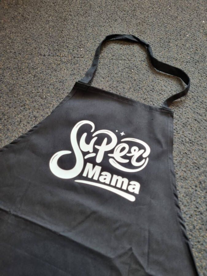 Lbm barbecue schort ''super mama'' keukenschort one size zwart