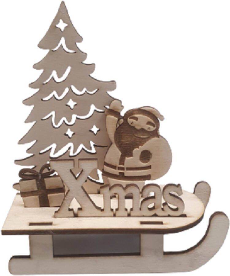 Lbm LMB Kerstman op slee hout Kerst decoratie