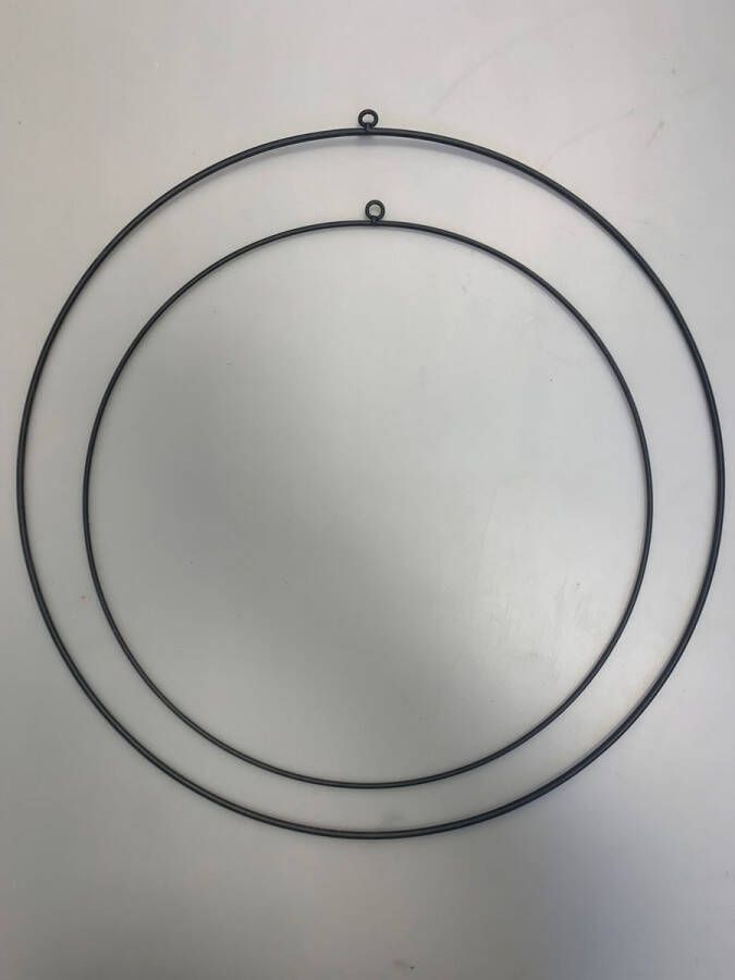 Lbm Metalen decoratie ring set van 2 zwart muur decoratie droogbloemen Ø 40 en 50cm woonaccessoires