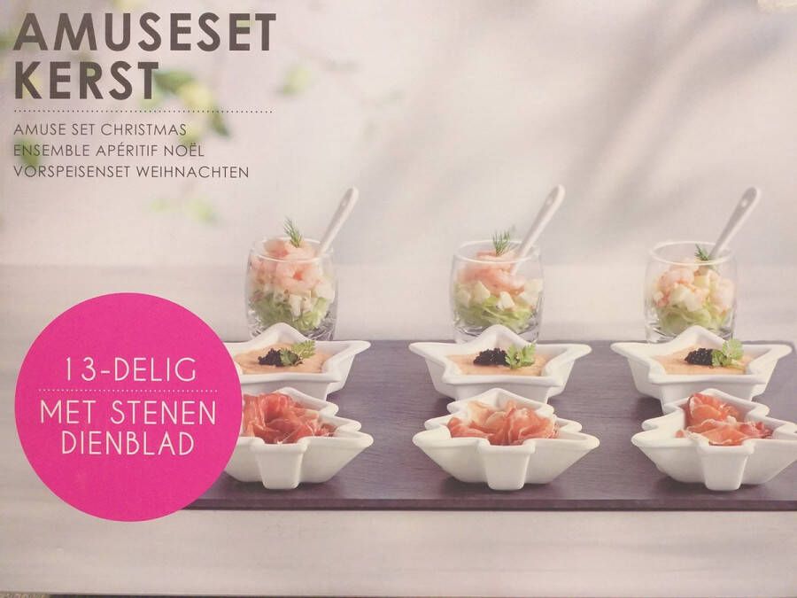 L.Dake & Zn. Kerst Amuseset 13 Delig met Stenen dienblad