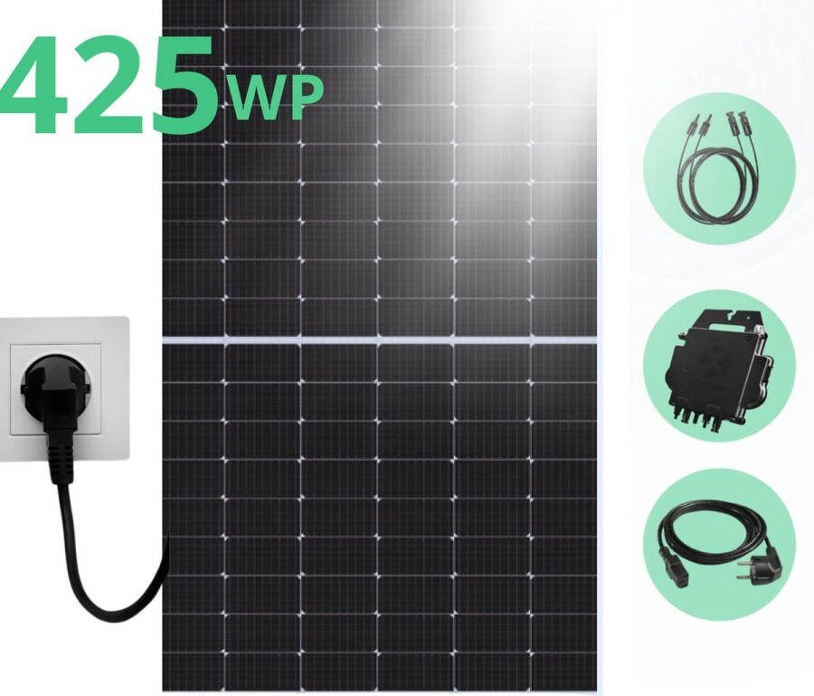 LDY Zonnepaneel met Stekker Zonnepanelen Plat Dak Zonnepanelen Compleet Pakket Binnen 2 5 jaar Terugverdiend 425Wp panelen + 300W Micro omvormer Garantie Plug & Play