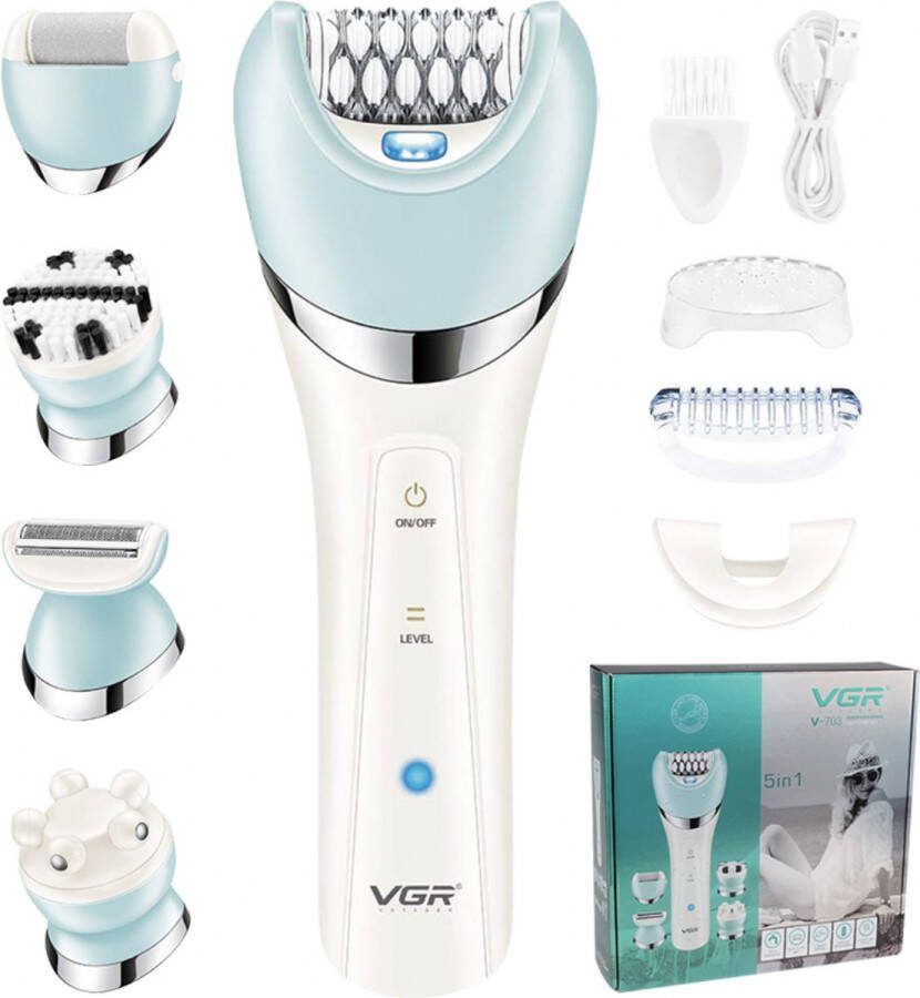 Le Cava 5 in 1 Epilator Dames Epileerapparaat Epilady voor Vrouwen Ontharing voor een Zijdezachte Huid