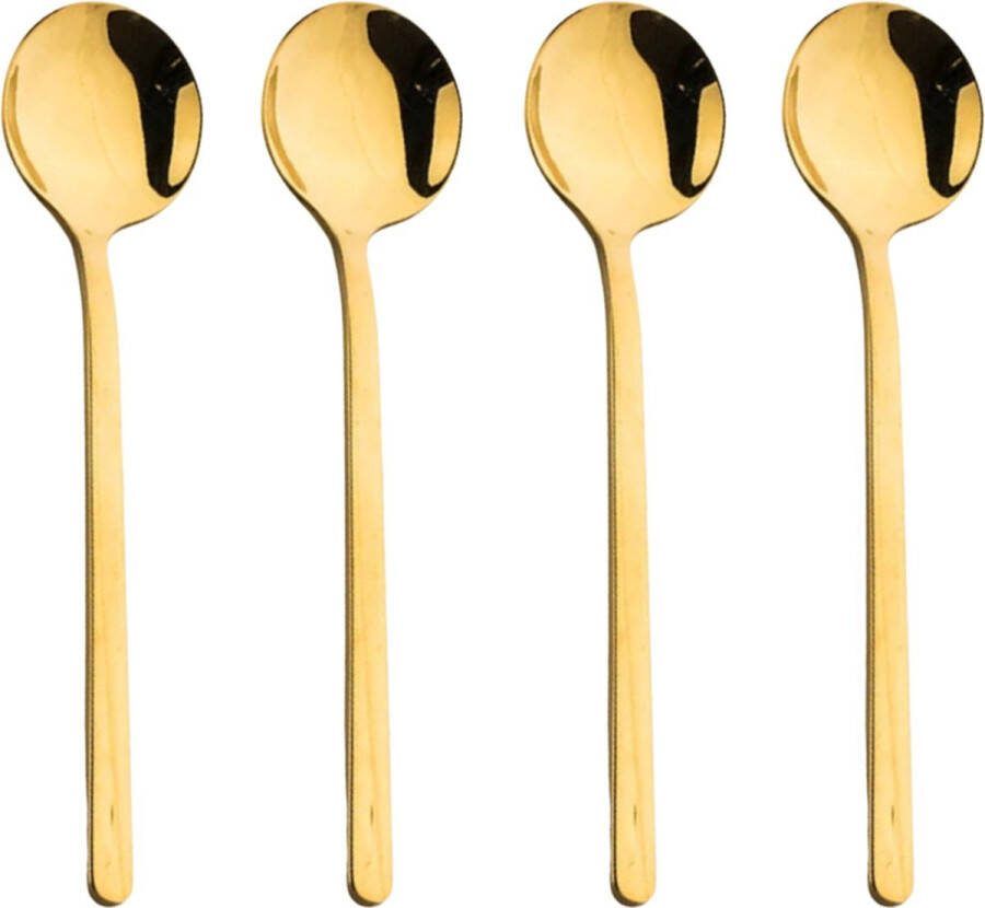 Le Cava Luxe Koffielepels Set van 4 stuks 15 cm Latte Macchiato lepels Theelepels Goud