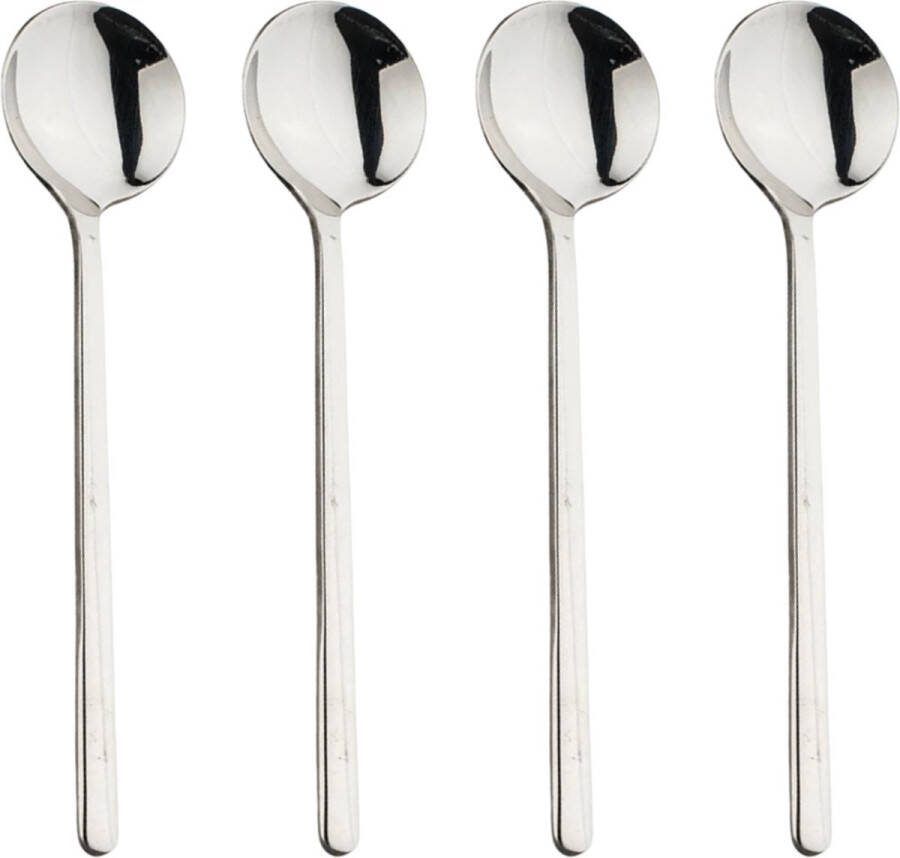Le Cava Luxe Koffielepels Set van 4 stuks 15 cm Latte Macchiato lepels Theelepels Zilver