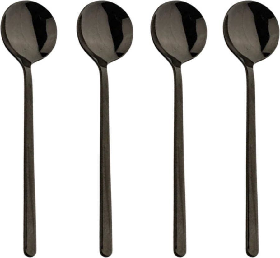 Le Cava Luxe Koffielepels Set van 4 stuks 15 cm Latte Macchiato lepels Theelepels Zwart