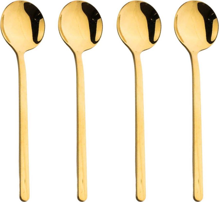 Le Cava Luxe Koffielepels Set van 4 stuks Latte Macchiato lepels Theelepels 13.7 cm Goud