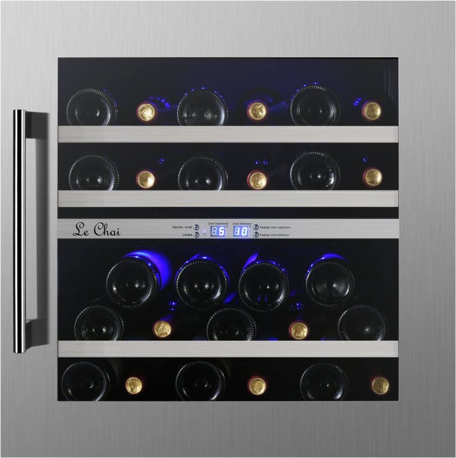 Le Chai LB270 Inbouw Wijnklimaatkast Nis 60 cm Hoog 2 T° RVS
