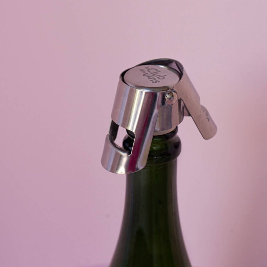 Le Club des Vins Champagneafsluiter 2 stuks zilverkleurig Champagnestopper