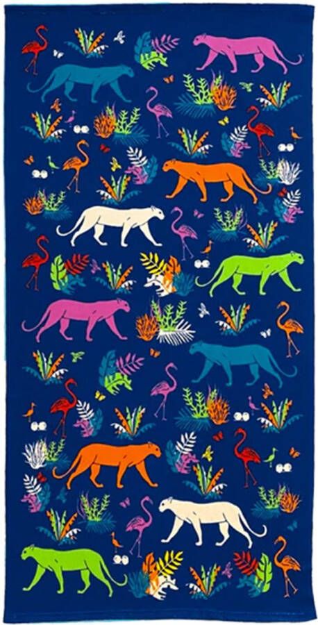 Le comptoir Strand badlaken voor kinderen jungle print 70 x 140 cm microvezel