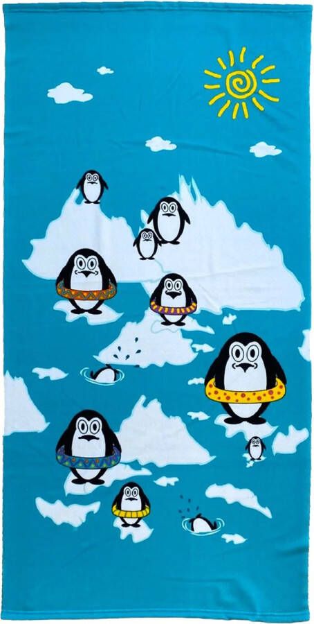 Le comptoir Strand badlaken voor kinderen pinguin print 70 x 140 cm microvezel