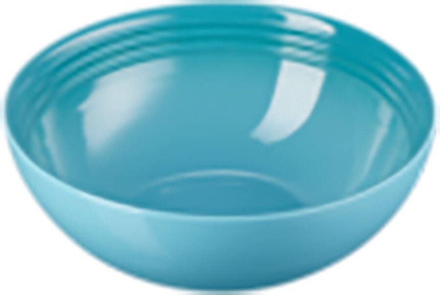 Le Creuset 2 aardewerken saladeschalen Caribbean Blue 24cm