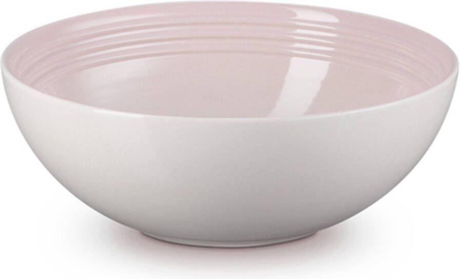 Le Creuset 2 aardewerken saladeschalen Shell Pink 24cm