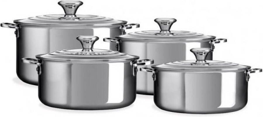 Le Creuset 4 delige Pannenset Signature RVS Inductie 4 kookpannen inclusief deksels