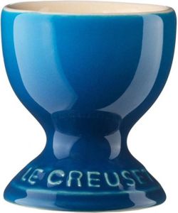 Le Creuset 6 aardewerken eierdopjes Marseilleblauw 6cm