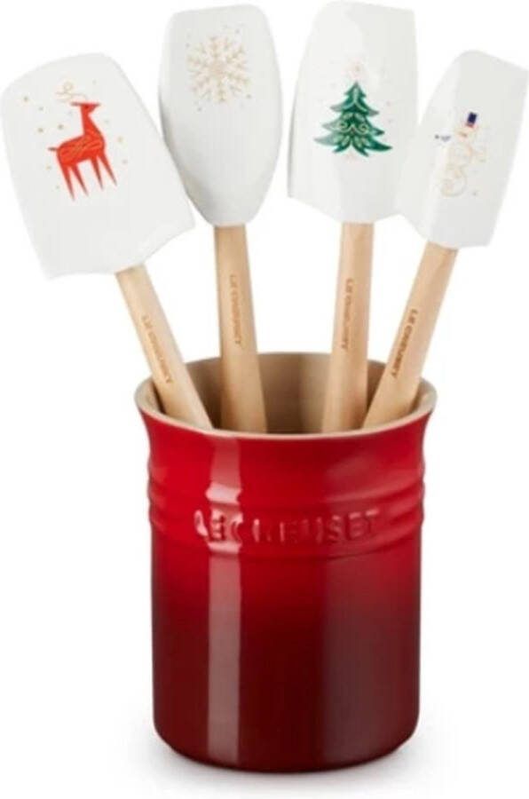 Le Creuset aardewerk spatelpot met 5 spatels kerstdeco