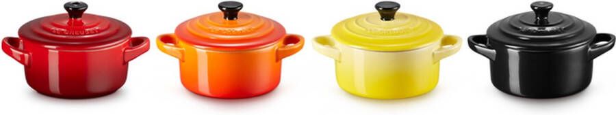 Le Creuset Aardewerken mini braadpannetjes set van 4 stuk Fire & Flame