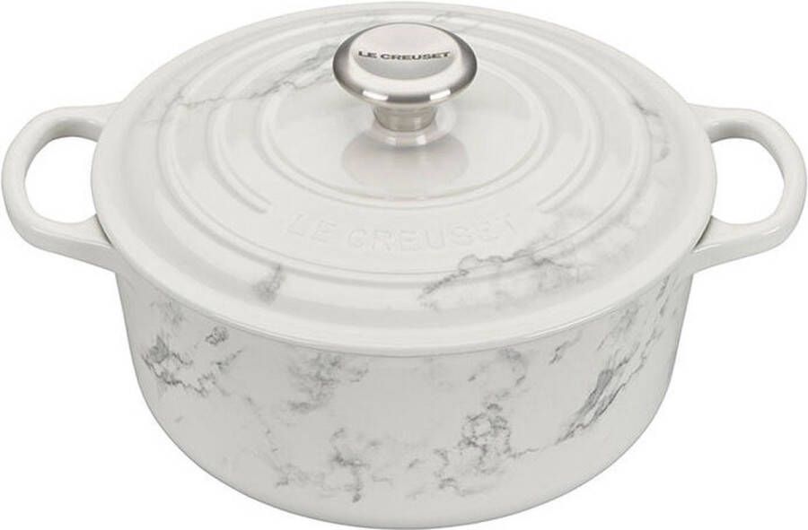 Le Creuset Braadpan Signature Wit Marmer SPECIAL EDITION 24cm