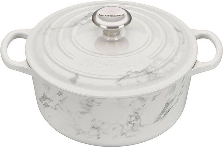 Le Creuset Braadpan Signature Marmer Marble Wit ø 24 cm 4.2 Liter