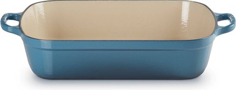 Le Creuset Le Cresuet Gietijzeren rechthoekige braadslede in Deep Teal 5l 33cm