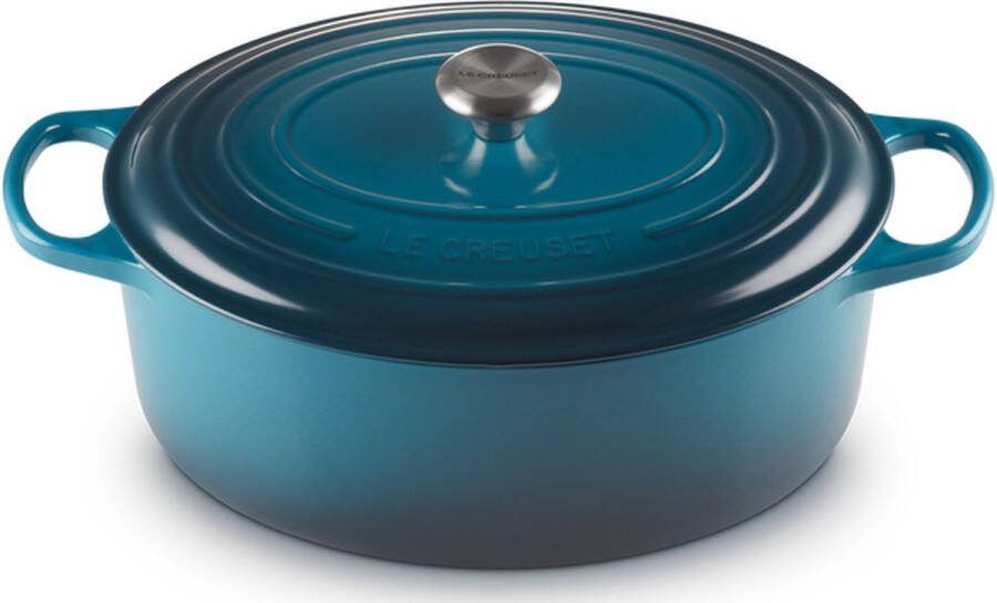 Le Creuset gietijzeren ovale braadpan 35 cm 8.9 liter deep teal