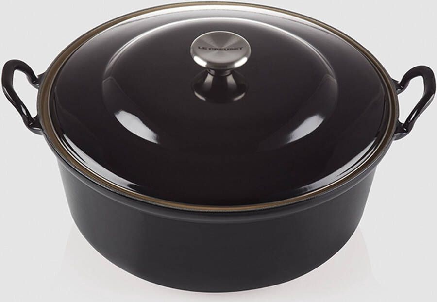 Le Creuset Gietijzeren ronde braadpan met plaatstalen deksel Ebbenzwart 24cm 3l