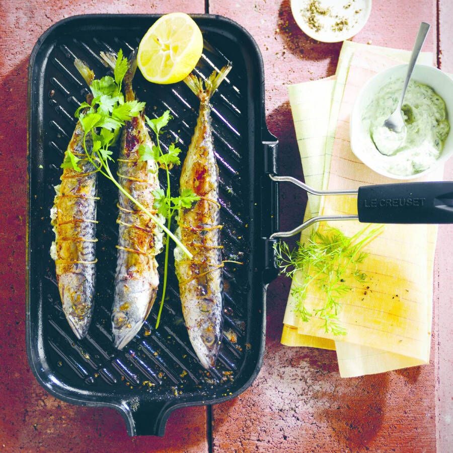 Le Creuset Grillplaat Rechthoekig Inklapbare Greep Rechthoekig 36 × 20 cm Zwart