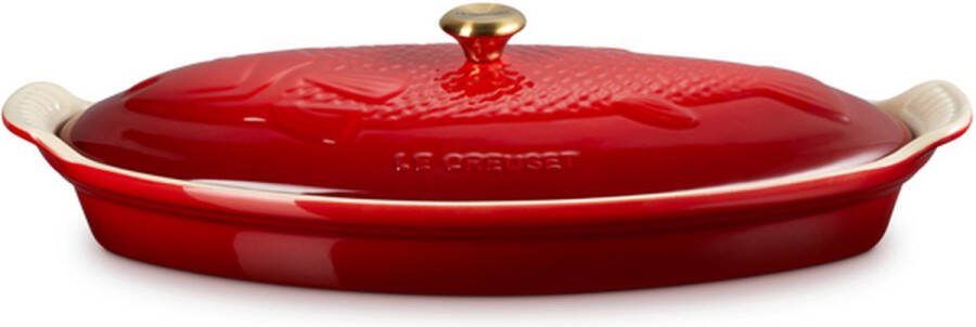 Le Creuset Heritage Ovenschaal 'Vis -' in Aardewerk Kersenrood Ovaal 34cm