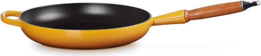 Le Creuset Koekenpan Signature 28 Cm in Geëmailleerd Gietijzer met Houten Handvat Nectar