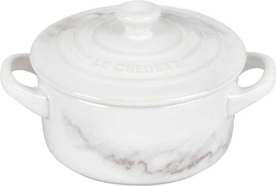 Le Creuset Mini-Cocotte Aardewerk Signature Marmer Wit 0.25L 10cm