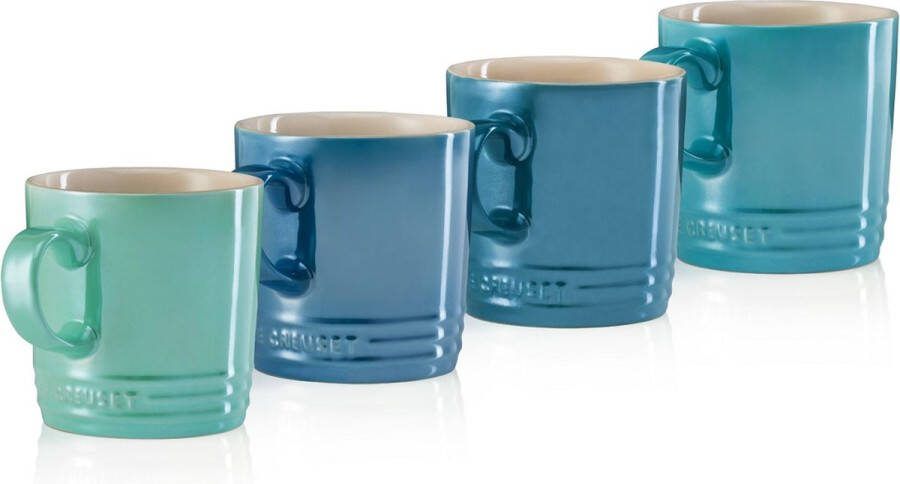 Le Creuset Mokken Metallic Blauw 350 ml 4 stuks